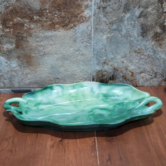 Vintage Serving Tray Platter A Lucky Wish Green Plastic Swirl - Picture 3 of 13